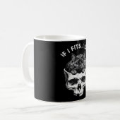 Als het past zit zwarte kat schedel minimalistisch koffiemok (Voorkant links)