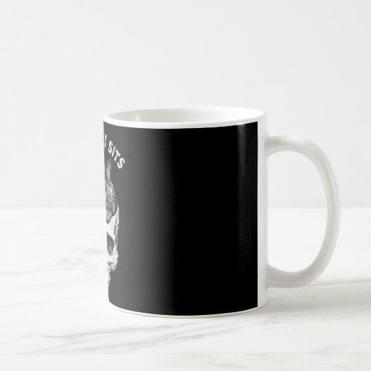 Als het past zit zwarte kat schedel minimalistisch koffiemok (Rechts)