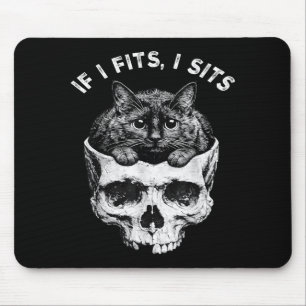Als het past zit zwarte kat schedel minimalistisch muismat