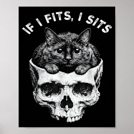 Als het past zit zwarte kat schedel minimalistisch poster (Voorkant)
