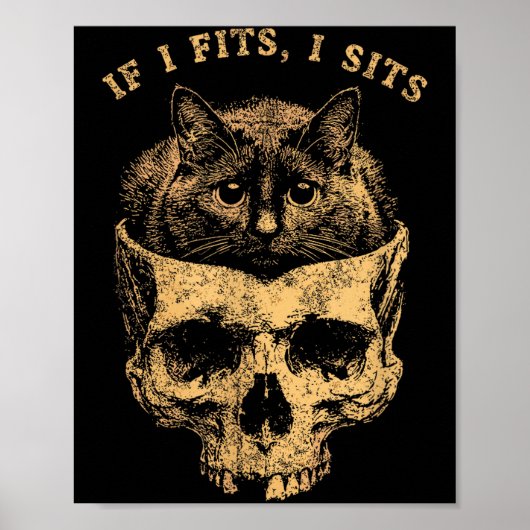 Als het past zit zwarte kat schedel minimalistisch poster (Voorkant)