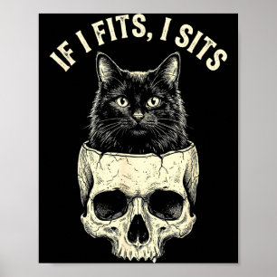 Als het past zit zwarte kat schedel minimalistisch poster