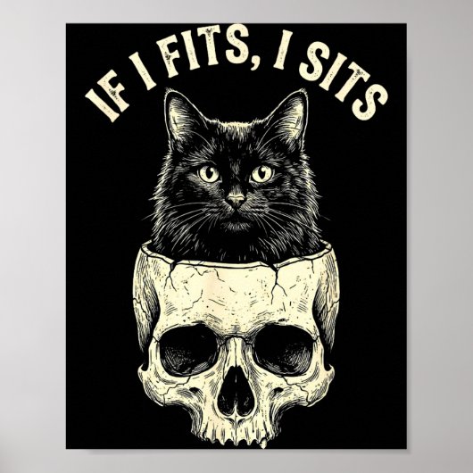 Als het past zit zwarte kat schedel minimalistisch poster (Voorkant)