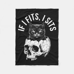 Als het past zit Zwarte Schedel Kat Minimalistisch Fleece Deken