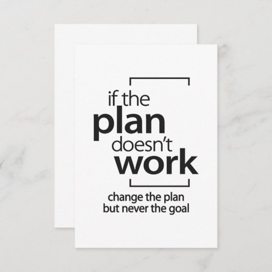 Als het plan niet werkt, verandert het plan niet d RSVP kaartje (Voorkant / Achterkant)