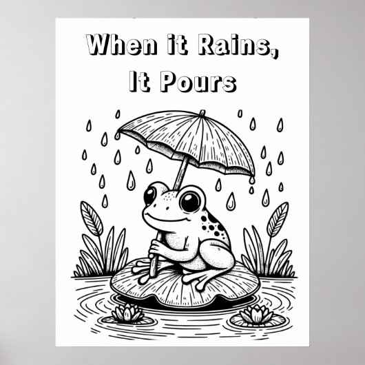 Als het regent, giet het | Kleur mij Poster (Voorkant)