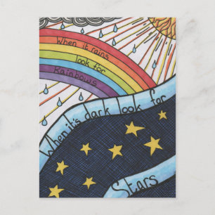 Als het regent, kijk dan naar regenbogen briefkaart