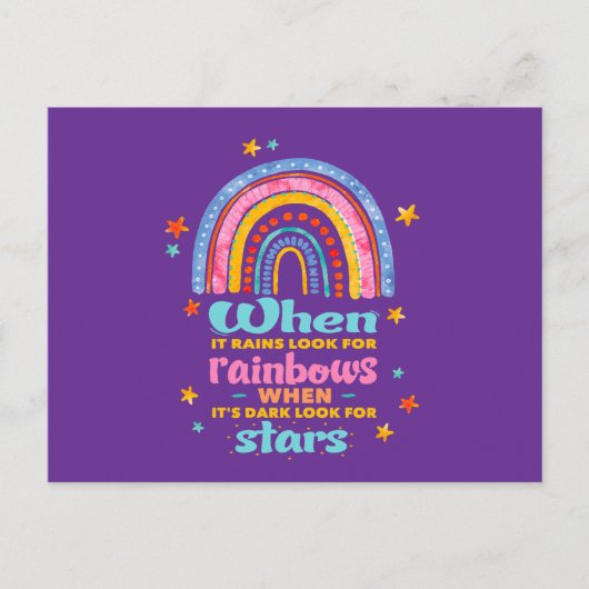Als het regent, zoek dan naar regenbogen briefkaart (Voorkant)