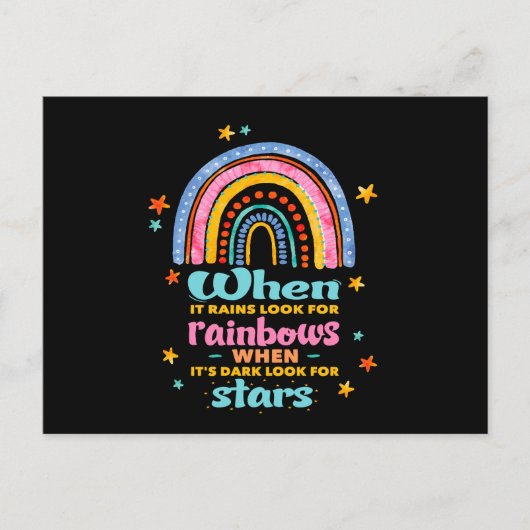 Als het regent, zoek dan regenbogen briefkaart (Voorkant)