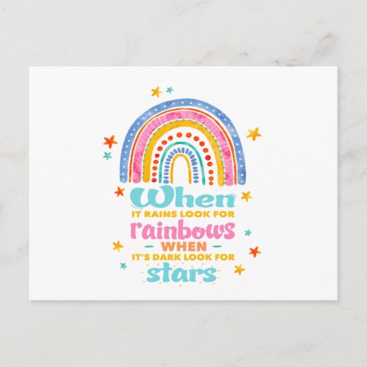 Als het regent, zoek dan regenbogen briefkaart (Voorkant)