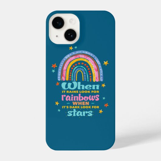 Als het regent, zoek dan regenbogen iPhone hoesje (Achterkant)