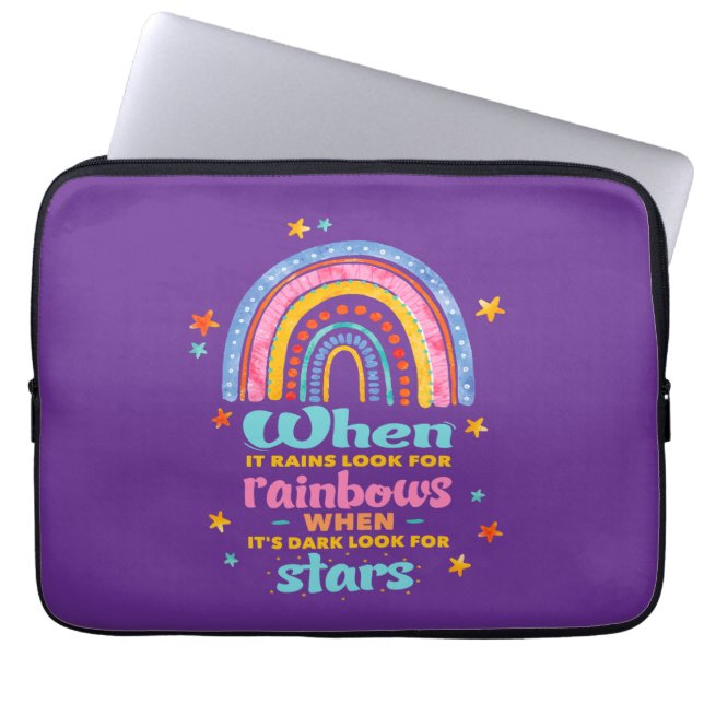 Als het regent, zoek dan regenbogen laptop sleeve (Voorkant)