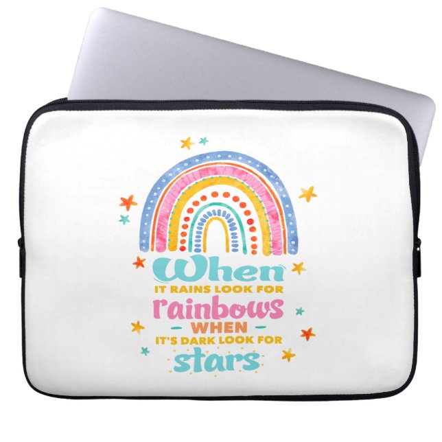 Als het regent, zoek dan regenbogen laptop sleeve (Voorkant)