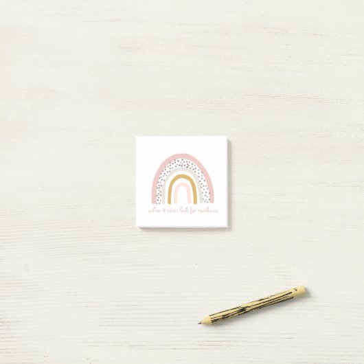 Als het regent, zoek dan regenbogen post-it® notes (Op bureau)