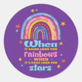 Als het regent, zoek dan regenbogen ronde sticker (Voorkant)