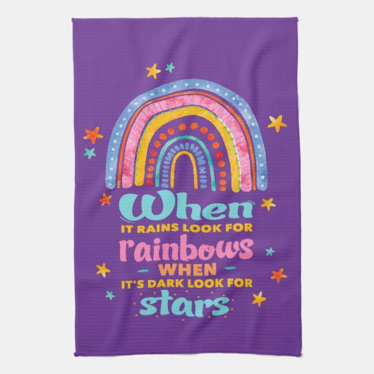 Als het regent, zoek dan regenbogen theedoek (Verticaal)