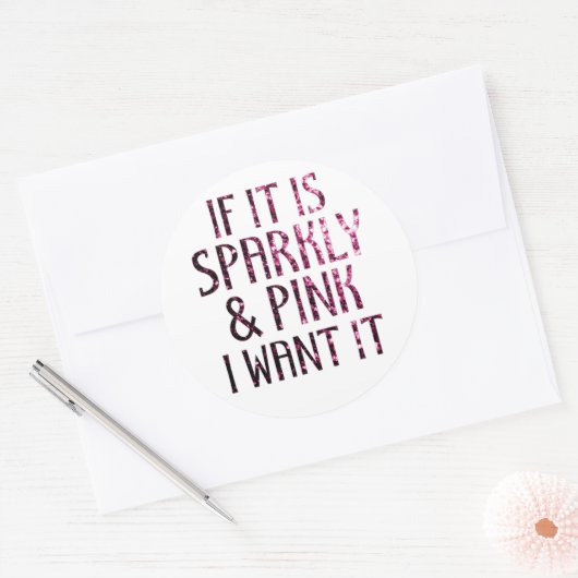 Als het Sparkly en Roze is, wil ik het Ronde Sticker (Envelop)