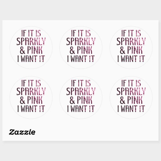 Als het Sparkly en Roze is, wil ik het Ronde Sticker (Vel)