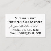 Als het tijd is om de verloskundige Doula Zwangers Visitekaartje (Achterkant)