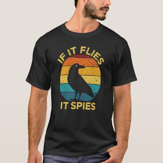 Als het vliegt, bespioneert het vogel die de Vinta T-shirt (Voorkant)