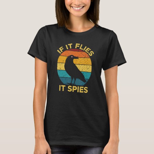 Als het vliegt, bespioneert het vogel die de Vinta T-shirt (Voorkant)