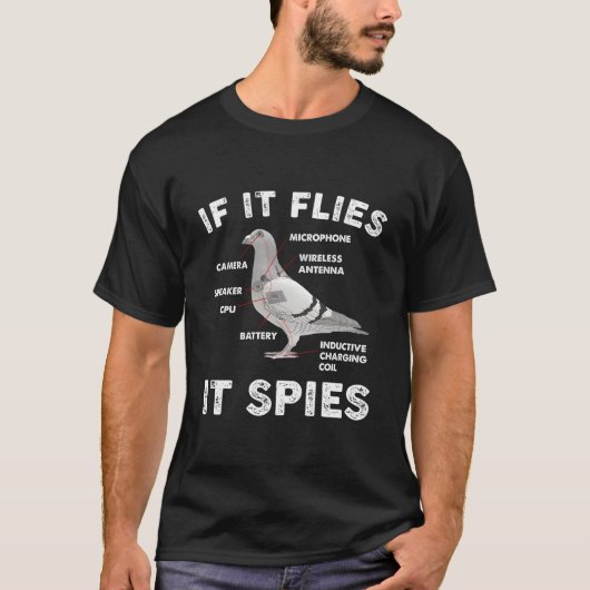 Als het vliegt, spioneert het Duivenanatomie Vogel T-shirt (Voorkant)