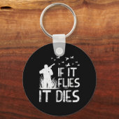 Als het vliegt sterft eend ganzenkwartel fazant Hu Sleutelhanger (Voorkant)