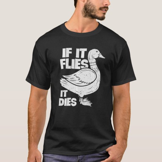 als het vliegt sterft het eendenjager t-shirt (Voorkant)