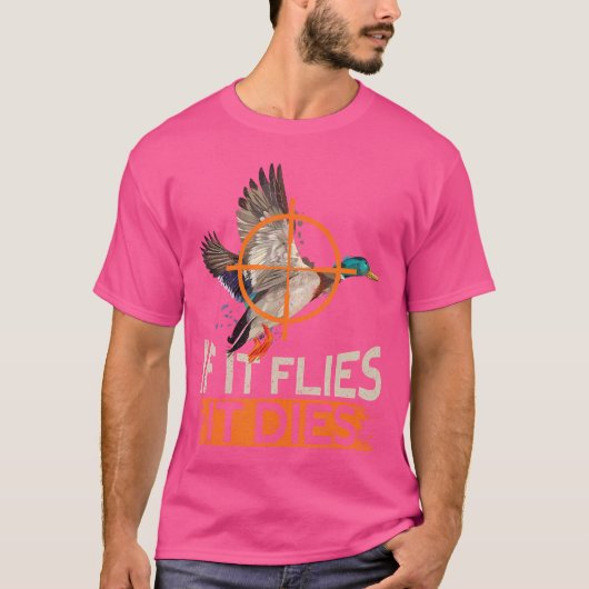 Als het vliegt sterft het op een grappige eendenja t-shirt (Voorkant)