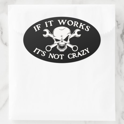 Als het werkt ovale sticker (Tas)