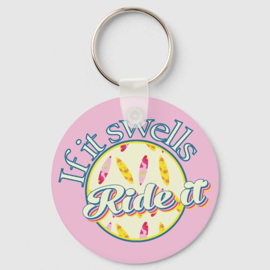 Als het zwelt berijdt het aangepaste naam surfen r sleutelhanger (Voorkant)