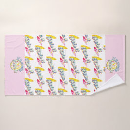 Als het zwelt, surft het op roze gierig bad handdoek