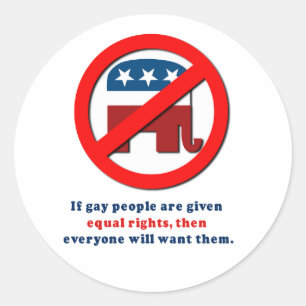 Als homo's gelijke rechten krijgen, zal iedereen ronde sticker