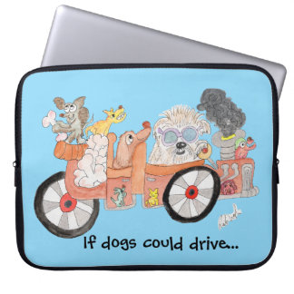 Als honden kunnen autorijden laptop sleeve