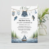 Als Hook Bait Fun Wood Little Fisherman Baby showe Kaart (Staand voorkant)