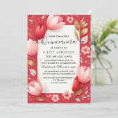 Als Hot Pink Crown Tiara Black Lace Red Quinceaner Kaart (Staand voorkant)