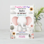 Als hout witte olifant verjaardag eerste 1e verjaa kaart (Staand voorkant)