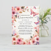 Als Houten Boom Roze Girly Cherry Blossom Quincean Kaart (Staand voorkant)