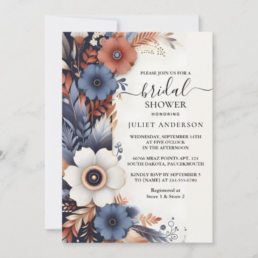 Als Hydrangea Metallic Pure Navy Blue Vrijgezellen Kaart (Voorkant)