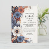 Als Hydrangea Metallic Pure Navy Blue Vrijgezellen Kaart (Staand voorkant)