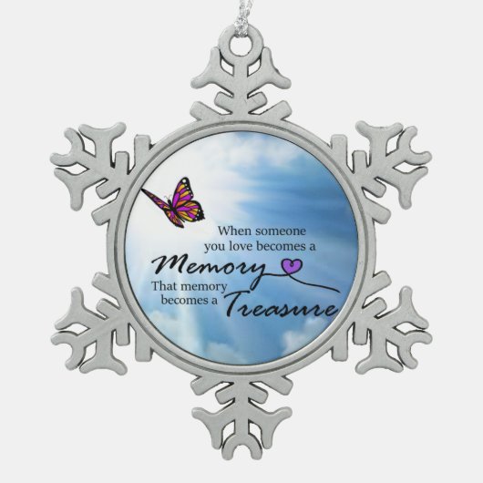 Als iemand van wie je houdt, vlinder tin sneeuwvlok ornament (Voorkant)