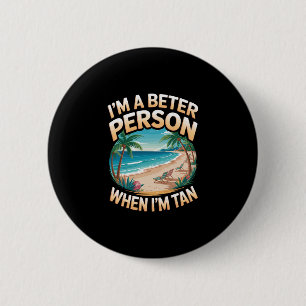Als ik Bruin Ben Vintage Palmboom Oceaan Retro Str Ronde Button 5,7 Cm