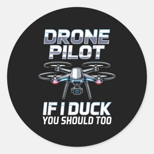 Als ik Drone Lot Drone Operator Rc Quaopter Vlieg Ronde Sticker (Voorkant)