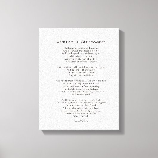 Als ik een oude paard ben III Canvas Afdruk (Voorkant)