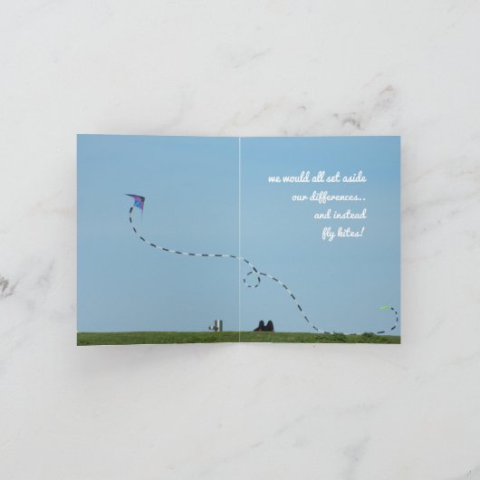 Als ik één wens had, vreedzame vlieger vliegende w kaart (Binnen)