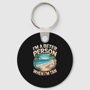 Als ik gebruind ben Vintage palmbomen Oceaan Retro Sleutelhanger