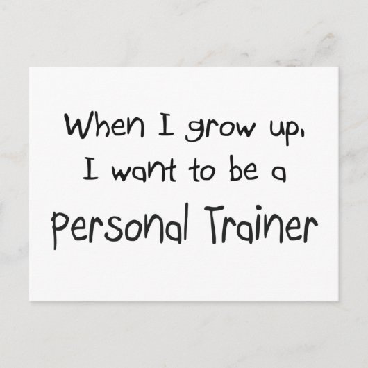 Als ik groot ben, wil ik een persoonlijke trainer briefkaart (Voorkant)