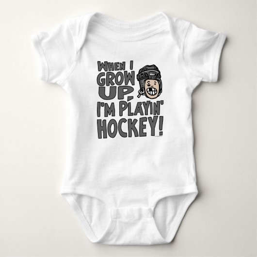 Als ik groot word, speel ik Hockey Black Helmet Romper (Voorkant)