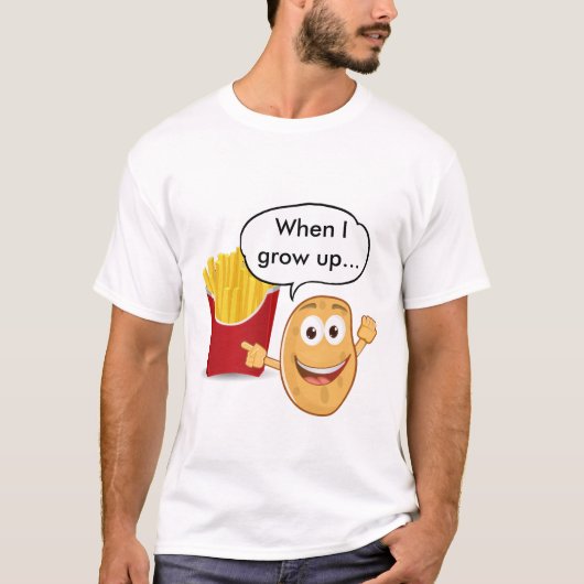 Als ik groter word... Grappige aardappel en friet T-shirt (Voorkant)