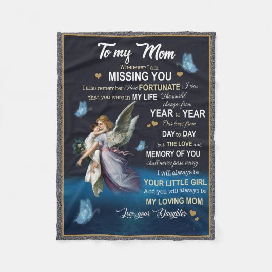 Als ik je mist, geef je je aan mama.. fleece deken (Voorkant)